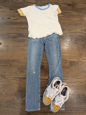 Citizens Of Humanity Skyla Blue Straight-Leg Jeans with Paint-Splash Detail